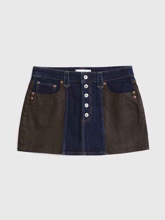 Abercrombie X Kemo Sabe Curve Love Mixed Fabric Denim Mini Skirt